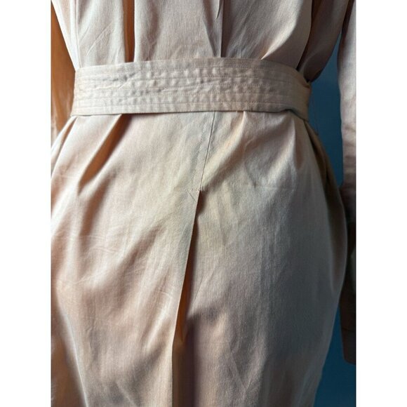 Pell & Co Long Sleeve Shirt Dress Peach Orange Button Up Midi Dress Size 14 - Picture 10 of 16
